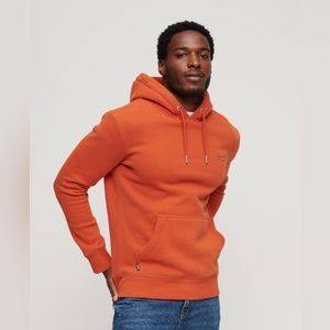 Superdry Essential Logo Hoodie Men’s S Denim Rust Co Orange